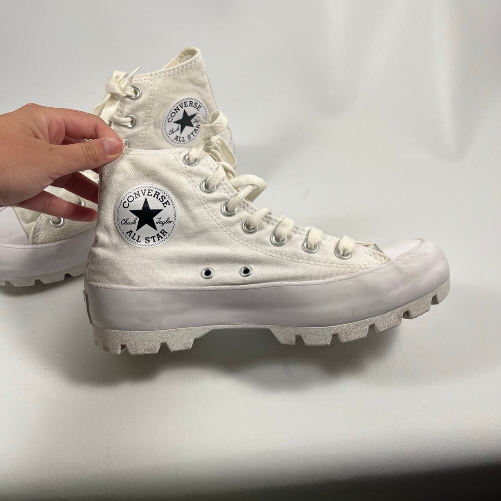 Converse Chuck Taylor Lugged High Top Sneakers 7 White Casual Classic Comfort - Picture 3 of 7